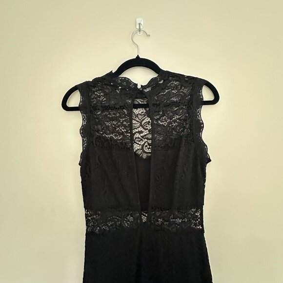 Charlotte Russe Black Lace Jumpsuit Lined Bottom and Bodice Women's Size Medium - Picture 5 of 7